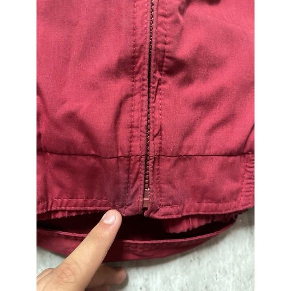 1990's Vintage Whitefish Bay Puffer Jacket Red Burgundy Fleece Lined Size Large - Picture 11 of 12